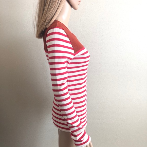 J. Crew Striped Ribbed Thermal Top S Like new - Picture 3 of 7